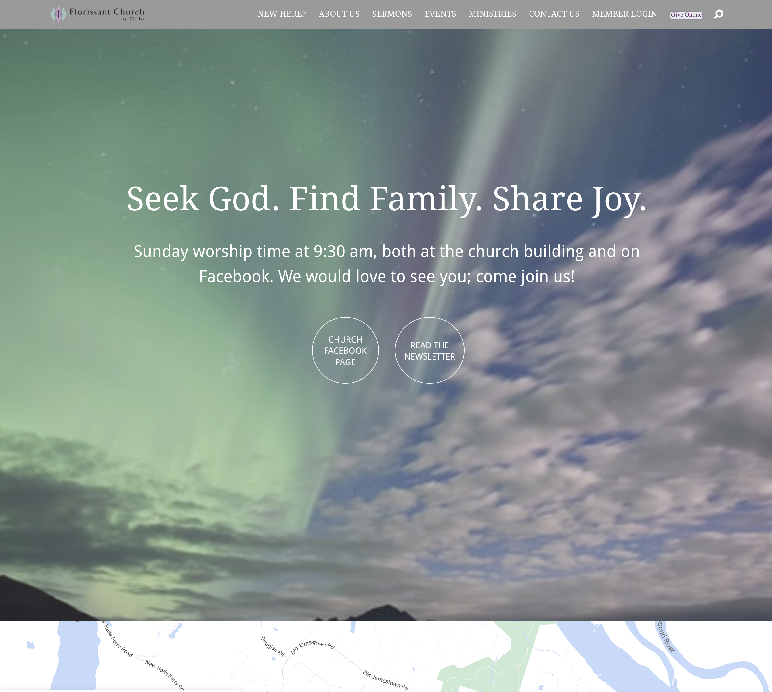 screenshot of florissant.church homepage top